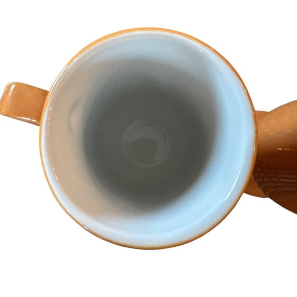 Vtg MCM Shenango China Pedestal Footed Mugs Set Of 2 Orange Irish Coffee Tea - Picture 6 of 12